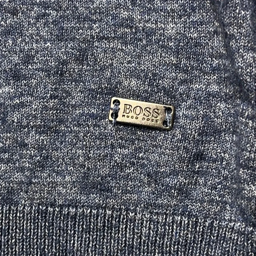 Hugo‎ Boss Slim Fit Blue Italian Yarn Crewneck Sweater Mens XXL Heathered Knit